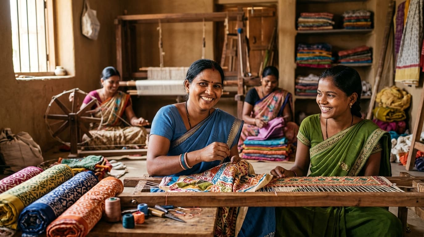 Self-help group women smiling